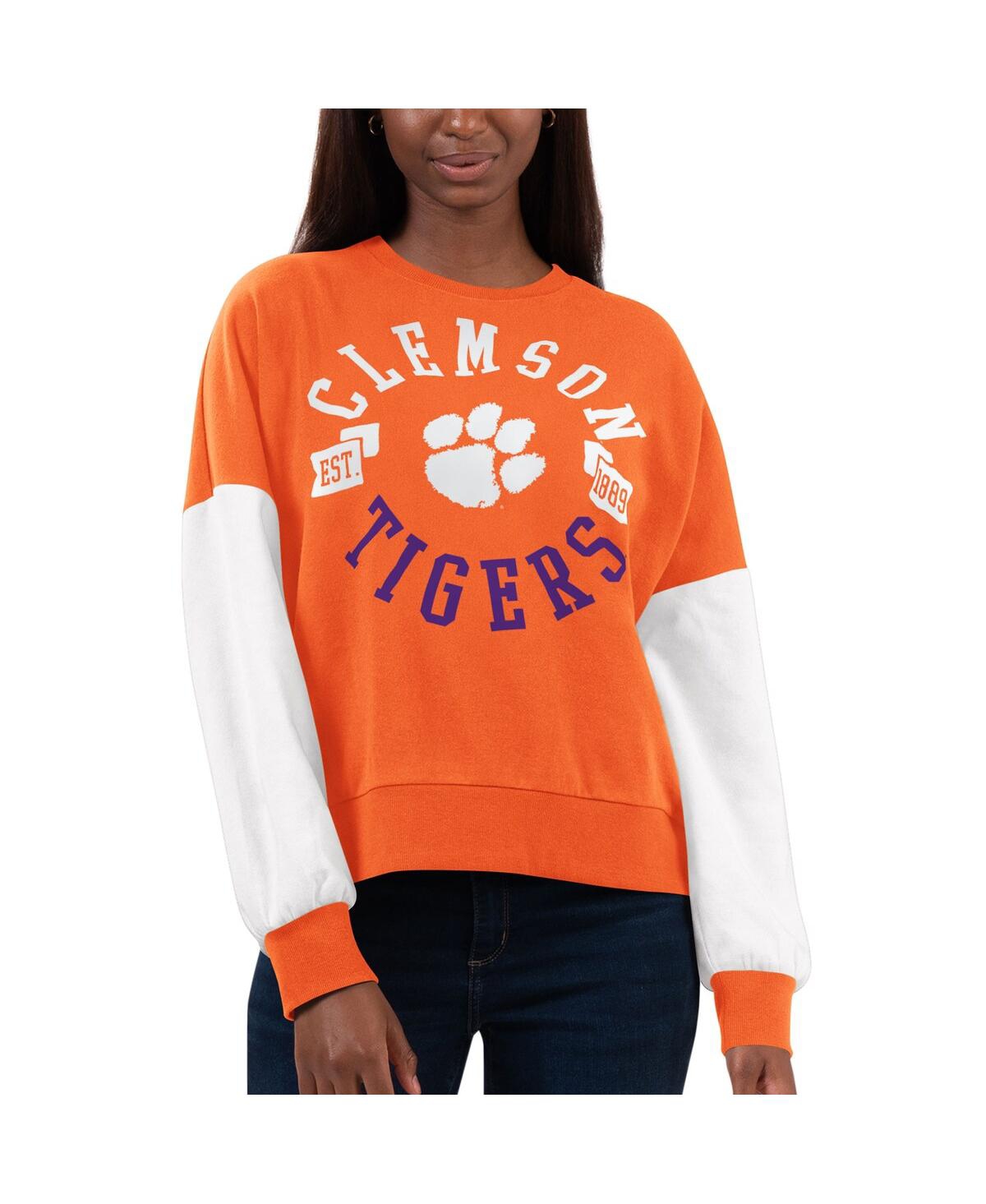 Women's Orange/White Clemson Tigers Team Pride Colorblock Pullover Sweatshirt - Orange, White
