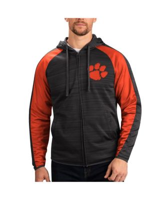 G-III Sports by Carl Banks - Men's Black Clemson Tigers Neutral Zone Raglan Full-Zip Track Jacket Hoodie