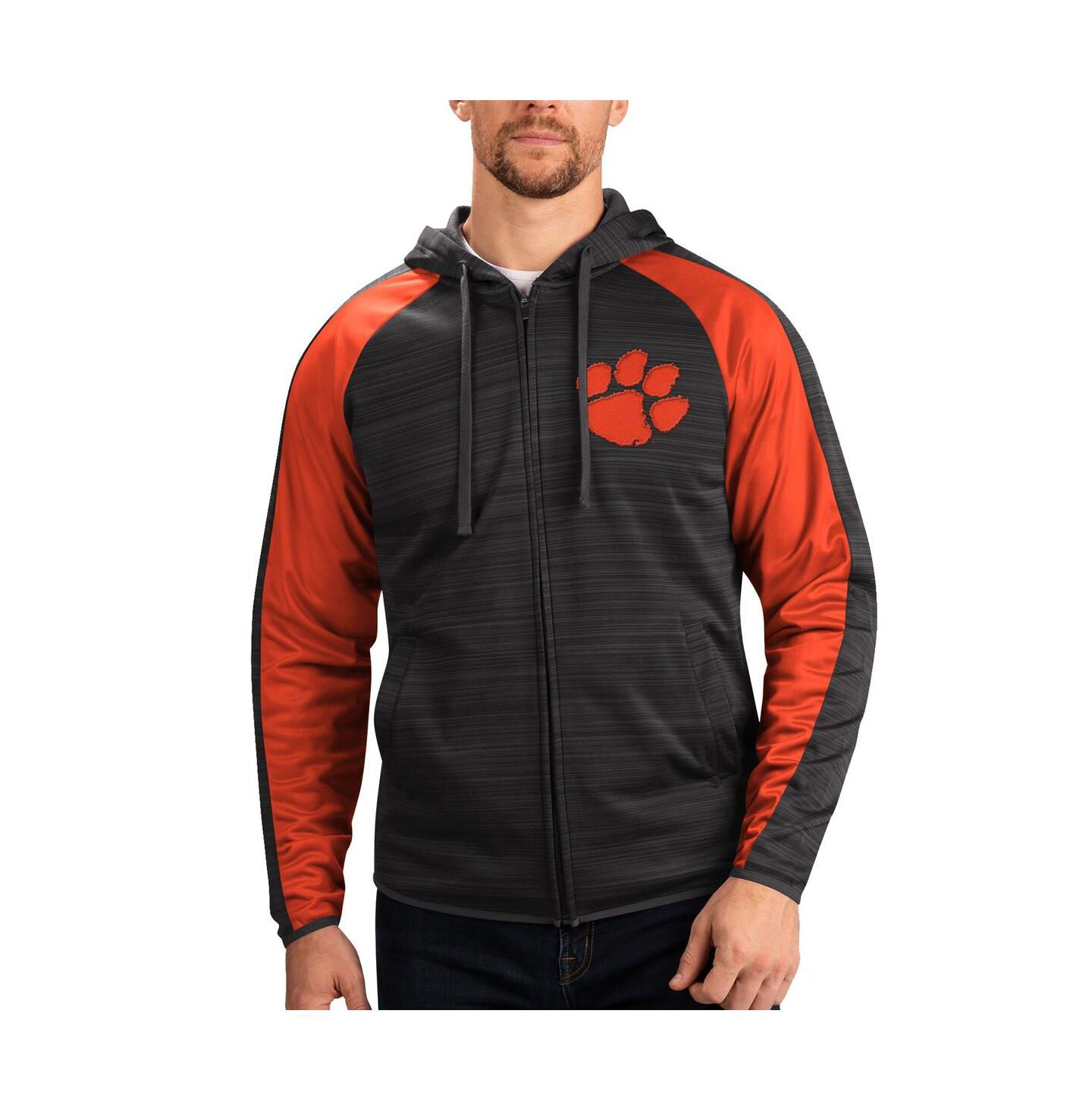 Мужская куртка G-III Sports by Carl Banks Black Clemson Tigers Neutral Zone Raglan Full-Zip Track Hoodie Jacket — фото 1