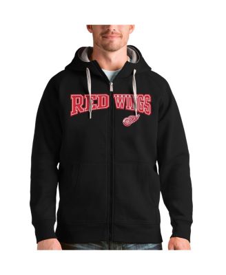 Antigua - Men's Black Detroit Red Wings Wordmark Victory Full-Zip Hoodie