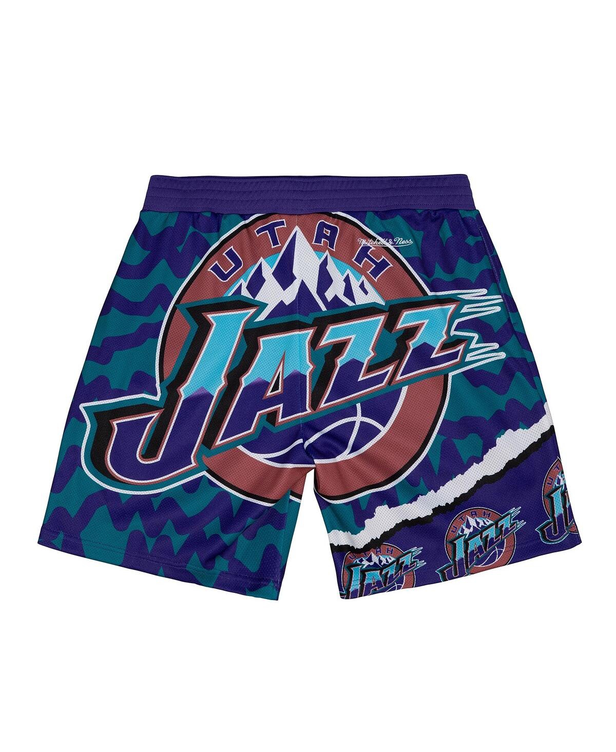 Mitchell & Ness Men's Turquoise/purple Utah Jazz Jumbotron 2.0 Sublimated Shorts In Turquoise,purple