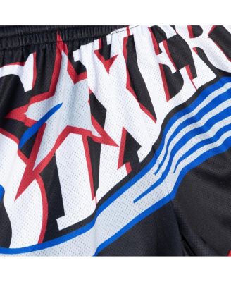Женские черные баскетбольные шорты Mitchell & Ness Philadelphia 76ers Swingman Big Face 3.0