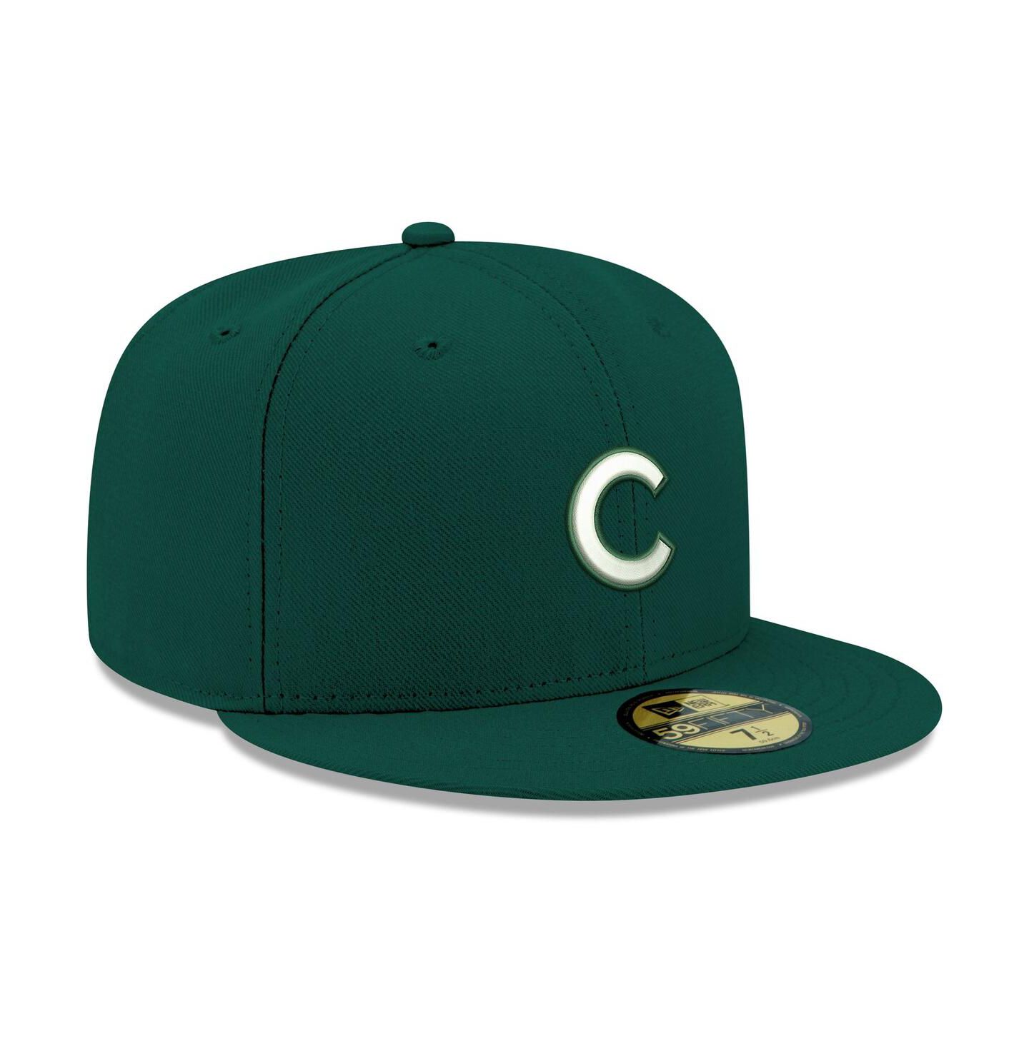 Мужская кепка New Era Green Chicago Cubs White Logo 59FIFTY Fitted Hat — фото 4