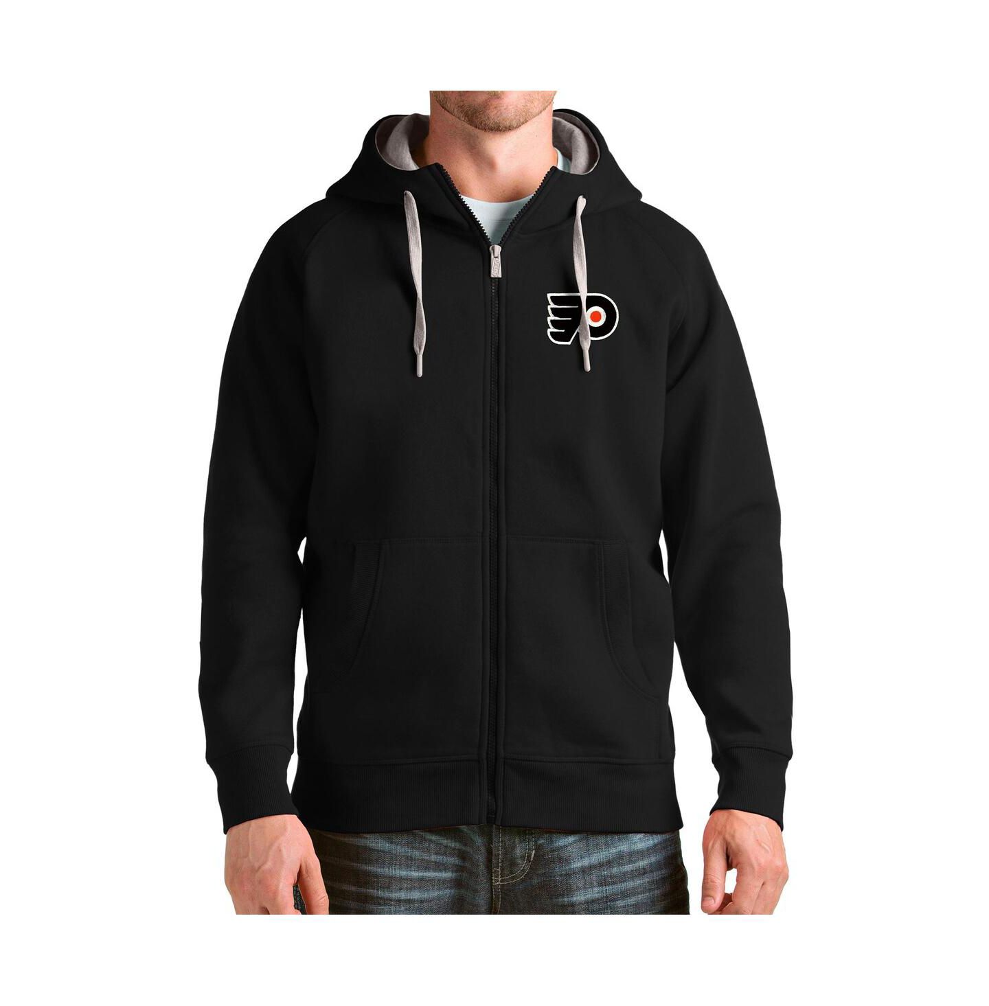 Мужская куртка Antigua Black Philadelphia Flyers Logo Victory Full-Zip Hoodie Jacket — фото 1
