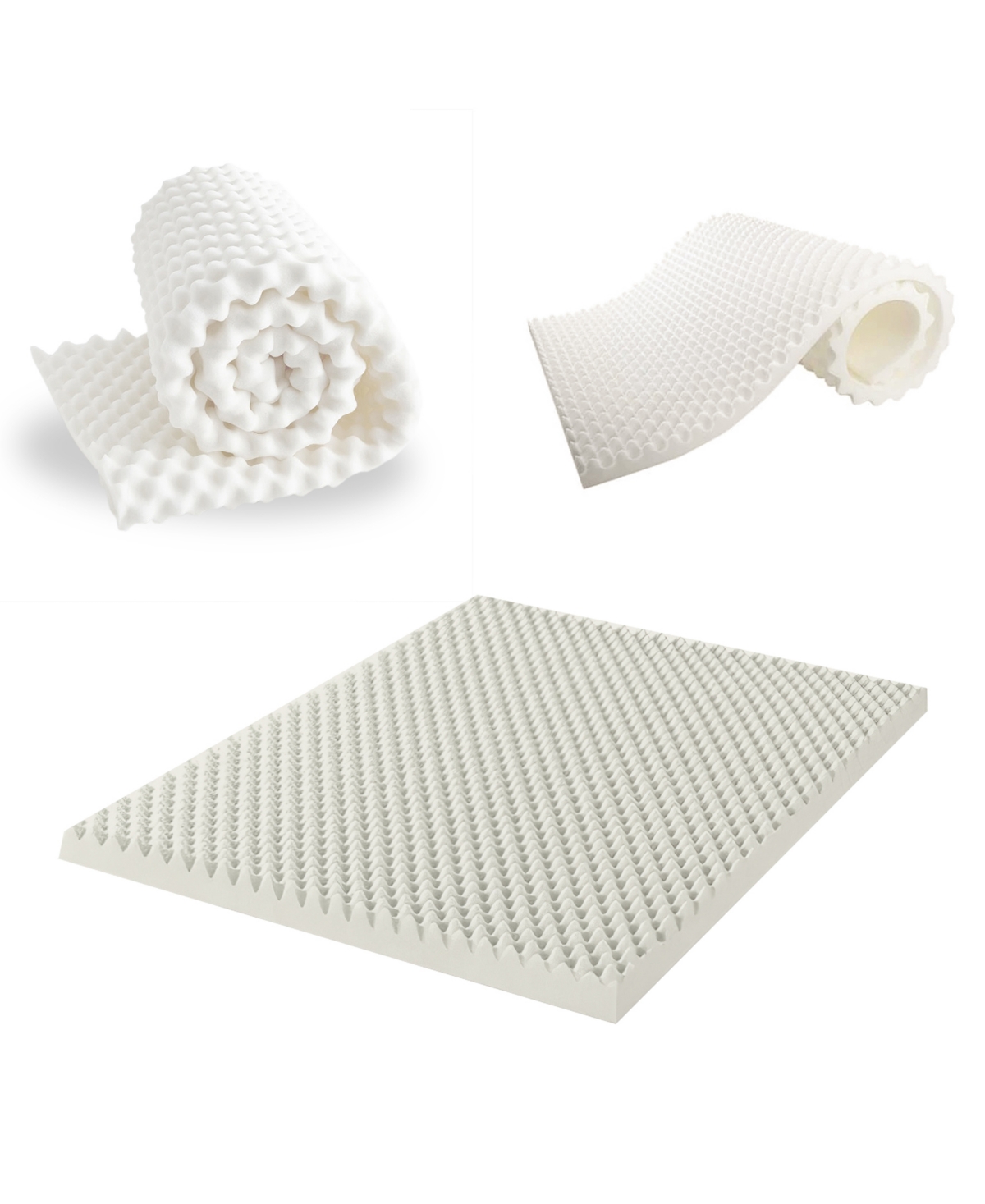 Payton 2" Convoluted Foam Mattress Topper, King In White