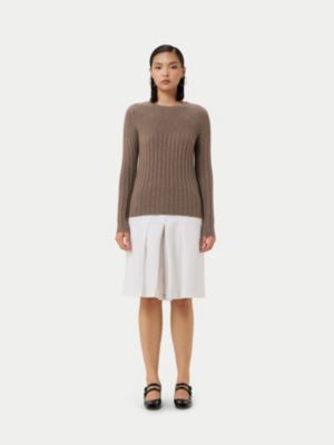 Женский кашемировый свитер с круглым вырезом из трикотажа в рубчик Gobi Cashmere