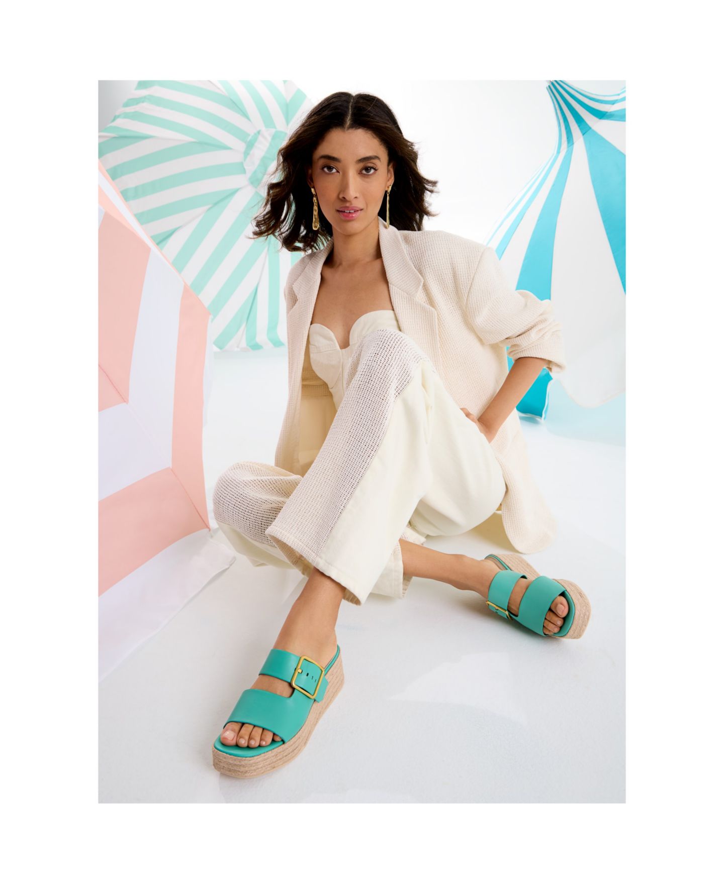 Женские сандалии Franco Sarto Taziana Espadrille Platform, цвет: Чёрный кожаный — фото 6