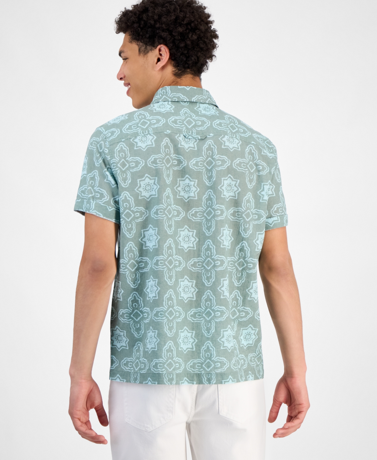Sun + Stone Men's Avon Short Sleeve Medallion Print Button-front Shirt, Exclusively At Macy's