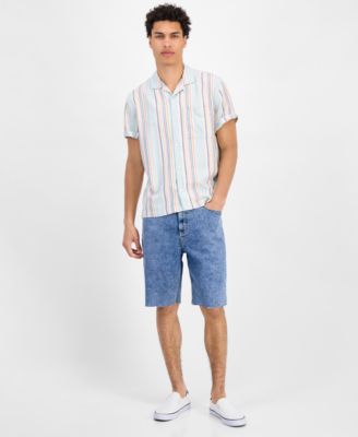 Sun Stone Mens Cove Short Sleeve Striped Button-Front Camp Shirt Exclusively at Macys 9590₽