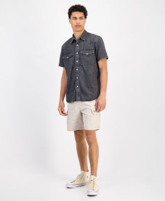 Sun Stone Mens Spur Short Sleeve Denim Button-Front Shirt Exclusively at Macys 7590₽