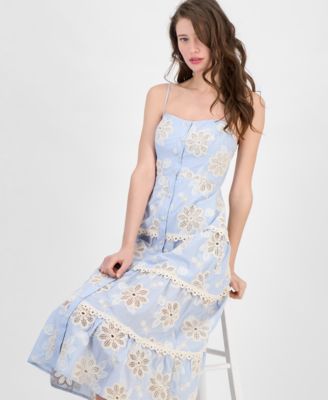 Женское многоярусное миди-платье GUESS с цветочным узором на ушках