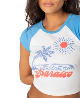Juniors' Paraiso Colorblocked Slim Cropped T-Shirt