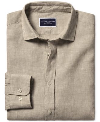 Men's Slim Fit Long Sleeve Linen Button-Front Shirt