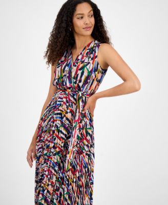 Миниатюрное плиссированное шифоновое платье макси с принтом от Сандры Даррен