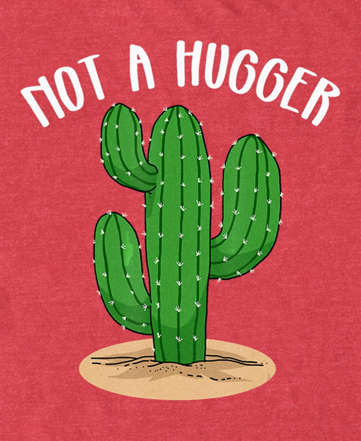 Design By Humans Men's Not A Hugger Botanical Cactus T-shirt In Red Heather