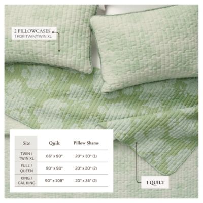 Cotton Stitched Reversible Floral 3 Piece Quilt and Sham Set