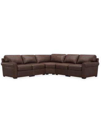 Radley Roll Arm 117" 5-Pc. Leather Wedge Corner L Sectional