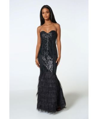 Women's Sequin Feather Gown