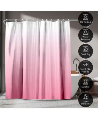 71x74 Ombre Pink Shower Curtain - Water Resistant - Polyester Fabric