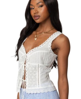 Women's Fiore Eyelet Tie Front Top