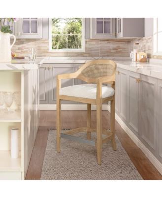  Mid-Century Modern 26" wood  Cane Back Kitchen Island Chair Counter Stool