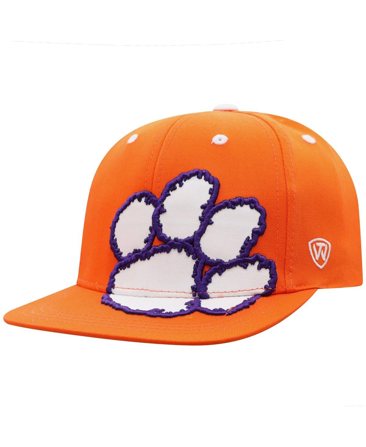 TOP OF THE WORLD BIG BOYS AND GIRLS ORANGE CLEMSON TIGERS OVERSIZED LOGO SNAPBACK HAT 