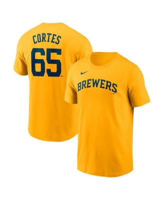 Nike - Men's Nestor Cortes Gold Milwaukee Brewers Fuse Name Number T-Shirt
