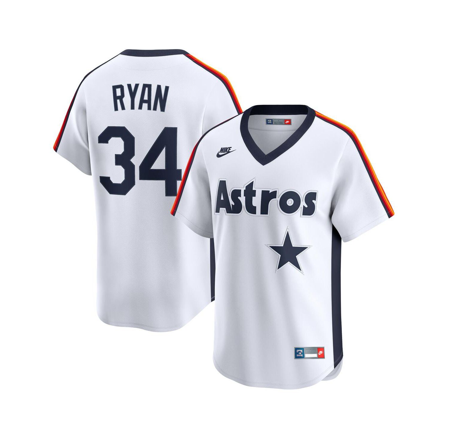 Men's Nolan Ryan White Houston Astros Throwback Cooperstown Collection Limited Jersey