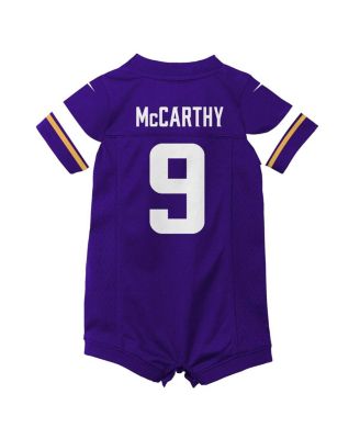 Baby Boys and Girls J. J. McCarthy Purple Minnesota Vikings Romper Game Jersey