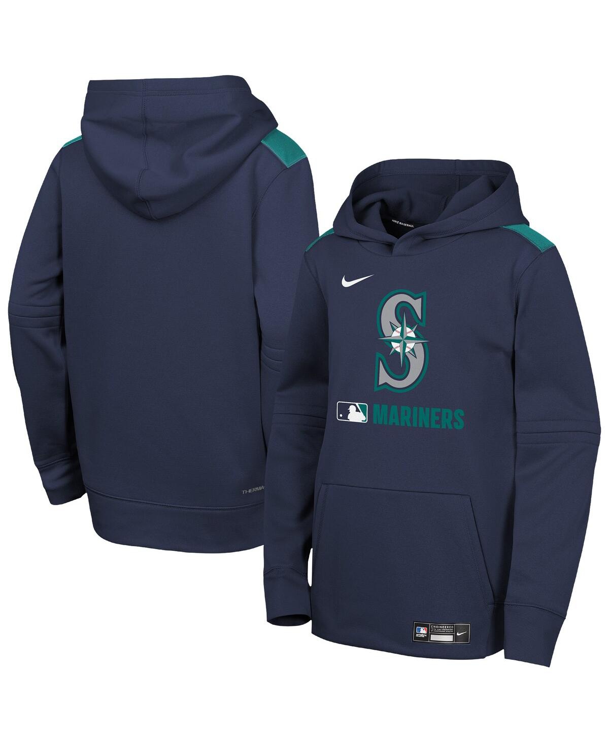 Nike Kids' Big Boys And Girls Navy Seattle Mariners Authentic Collection Performance Pullover Hoodie