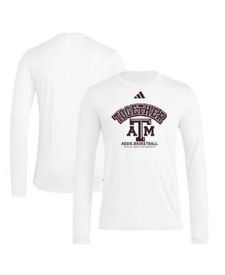 adidas - Men's White Texas A M Aggies Together On-Court Pregame Long Sleeve T-Shirt