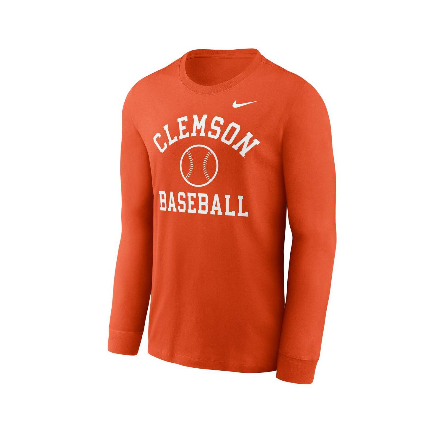 Men's Orange Clemson Tigers Essential Baseball Arch Long Sleeve T-Shirt