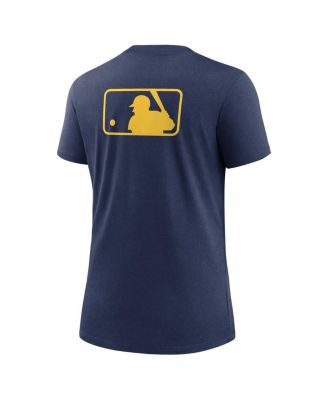 Женская футболка Nike темно-синего цвета Milwaukee Brewers Authentic Collection Early Work Tri-Blend от Nike для женщин
