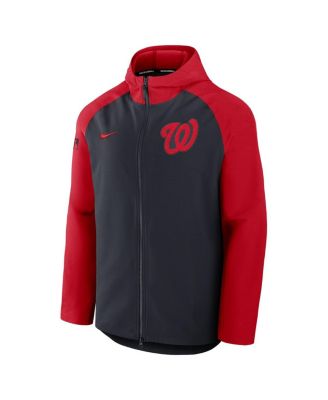 Men's Navy/Red Washington Nationals Authentic Collection Raglan Performance Full-Zip Jacket