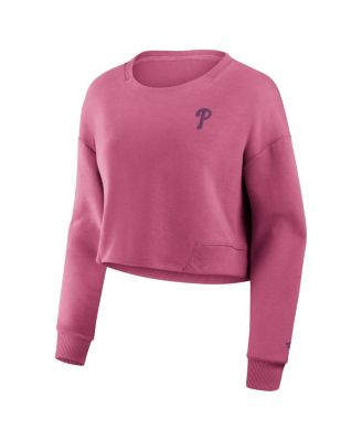 Women's Pink Philadelphia Phillies Relax Studio Cropped Pullover Sweatshirt