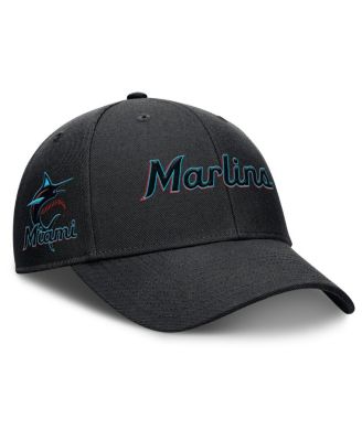 Nike - Men's Black Miami Marlins Rise Gaberdine Adjustable Hat