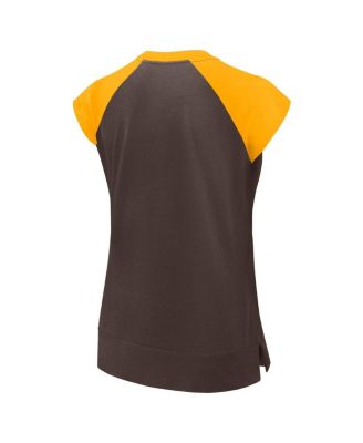 Женская коричневая с золотом футболка Nike San Diego Padres Cooperstown Collection Raglan Performance от Nike