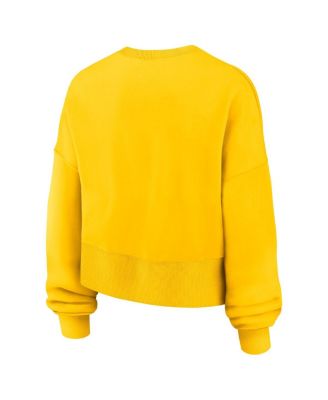 Женский укороченный пуловер-толстовка Nike Women's Gold Milwaukee Brewers с длинным рукавом оверсайз