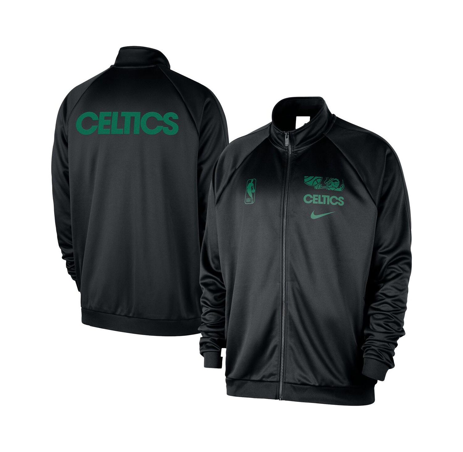 Men's Black Boston Celtics Courtside Pique Club Full-Zip Track Jacket