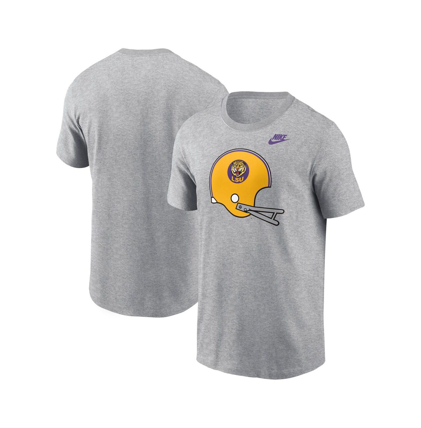 Мужская футболка Nike Heather Gray LSU Tigers Legacy Helmet — фото 1