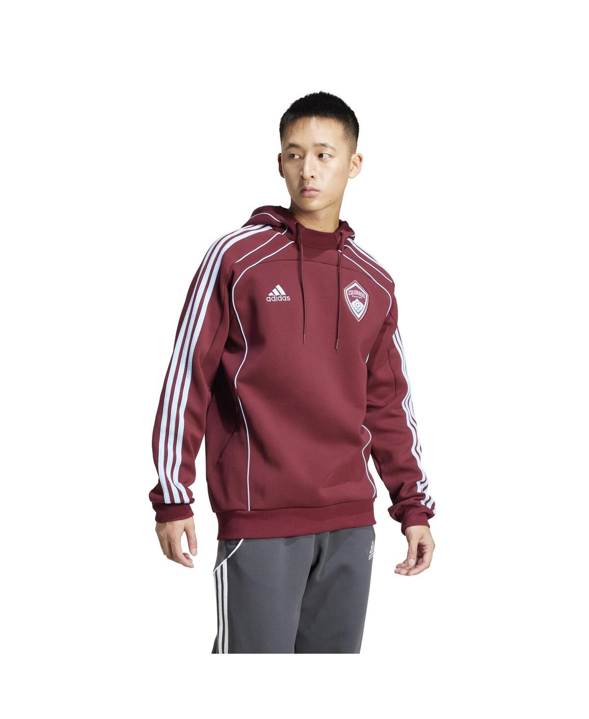 ADIDAS ORIGINALS MEN'S BURGUNDY COLORADO RAPIDS 2025 TRAVEL PULLOVER HOODIE 