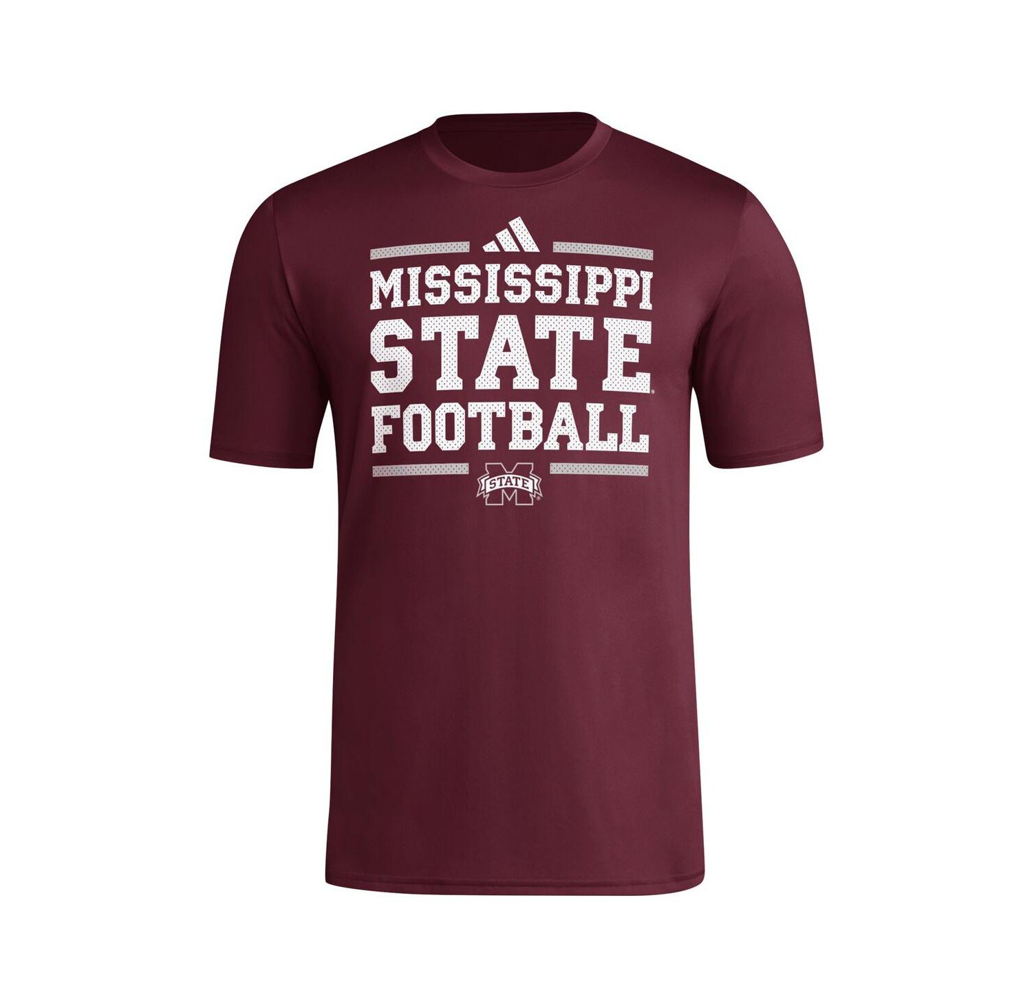 Men's Maroon Mississippi State Bulldogs Locker Football Pre-Game AEROREADY T-Shirt