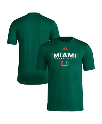 adidas - Men's Green Miami Hurricanes Basketball Locker On-Court In The Fade Pregame AEROREADY T-Shirt