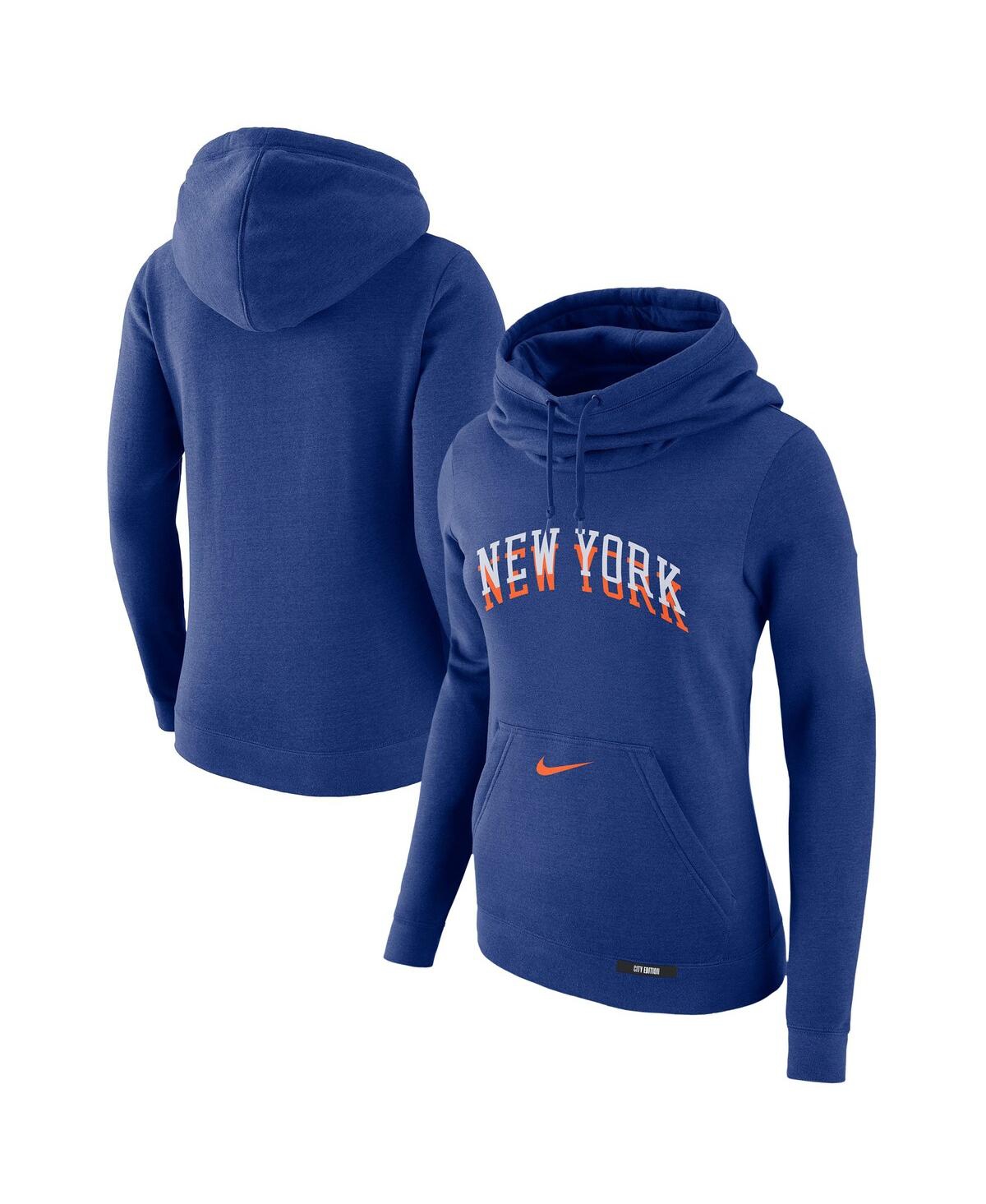 Nike Women's Blue New York Knicks 2024/25 City Edition Essential Club Pullover Hoodie In Blue