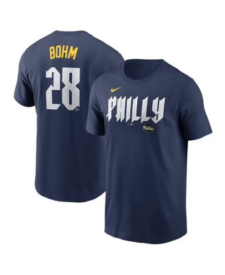 Nike - Men's Alec Bohm Navy Philadelphia Phillies 2024 City Connect Fuse Name Number T-Shirt