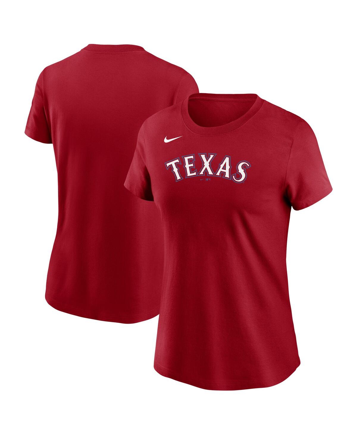 Nike Women's Red Texas Rangers Wordmark T-shirt In Red