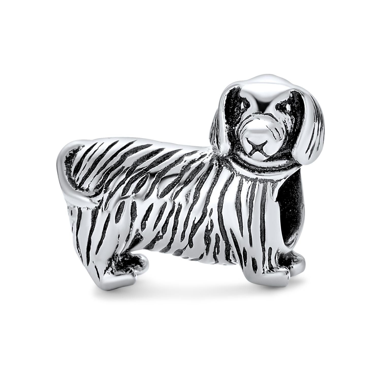 Pet Puppy Animal Lover Charm Bead for Bracelet .925 Sterling Silver