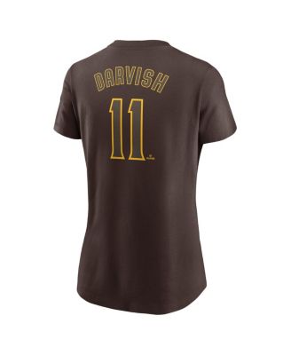 Women's Yu Darvish Brown San Diego Padres Fuse Name Number T-Shirt