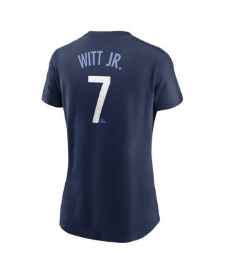 Женская футболка Nike Bobby Witt Jr. Navy Kansas City Royals City Connect с логотипом и номером Fuse от Nike
