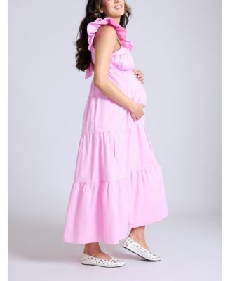 Maternity Ruffle Sleeve Tie-Back Maxi Dress - Motherhood
